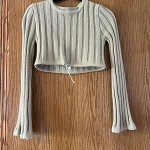 Zara Women's Ribbed Knit Crop Top - Beige